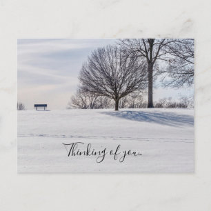 Postal Bench On The Snow Cubierto De Nieve Pensando En Ti