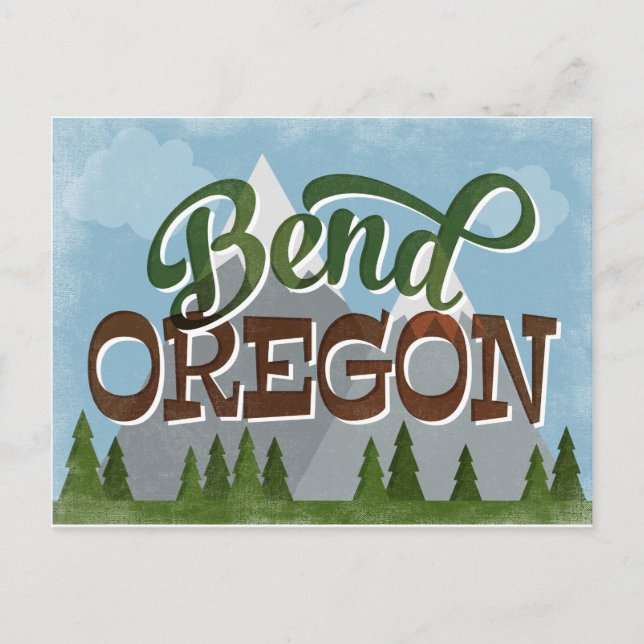 Postal Bend Oregon Fun Retro Snowy Mountains (Anverso)