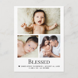 Postal Bendición 3 fotos de bebé anuncio de nacimiento