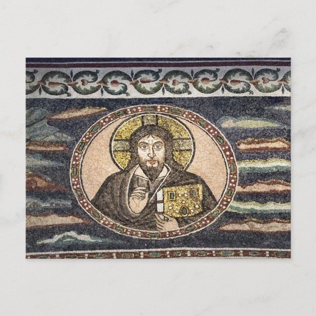 Postal Bendición Cristo Icono bizantino musulmán ortodoxo (Anverso)