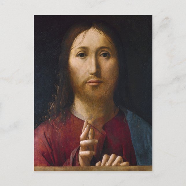 Postal Bendición de Cristo del siglo XV (Anverso)