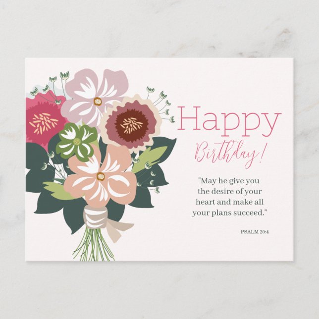 Postal Bendición de cumpleaños floral (Anverso)