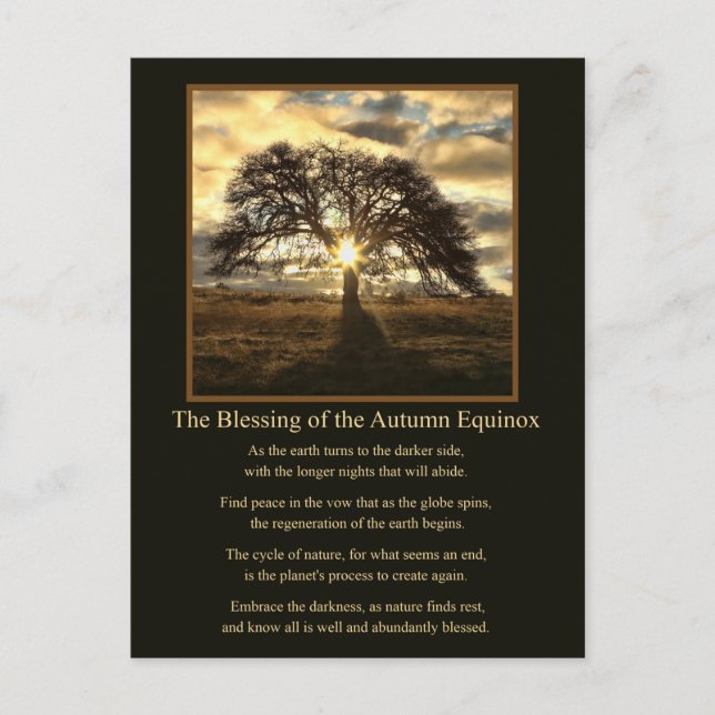 Postal Bendición del Roble de Mabon Equinoccio de Otoño (Anverso)