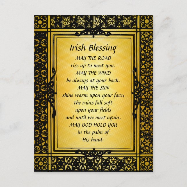 Postal Bendición irlandesa, que el camino se levante para (Anverso)