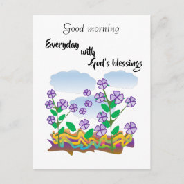 Postal Bendición Matutina de Flor Morada