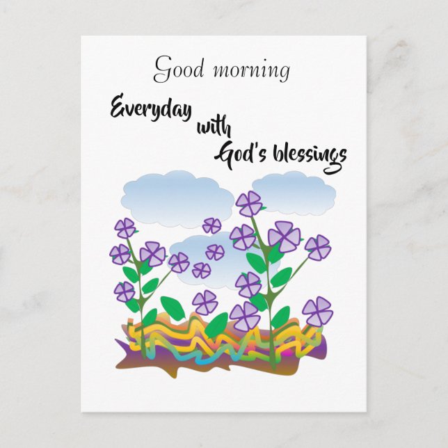 Postal Bendición Matutina de Flor Morada (Anverso)