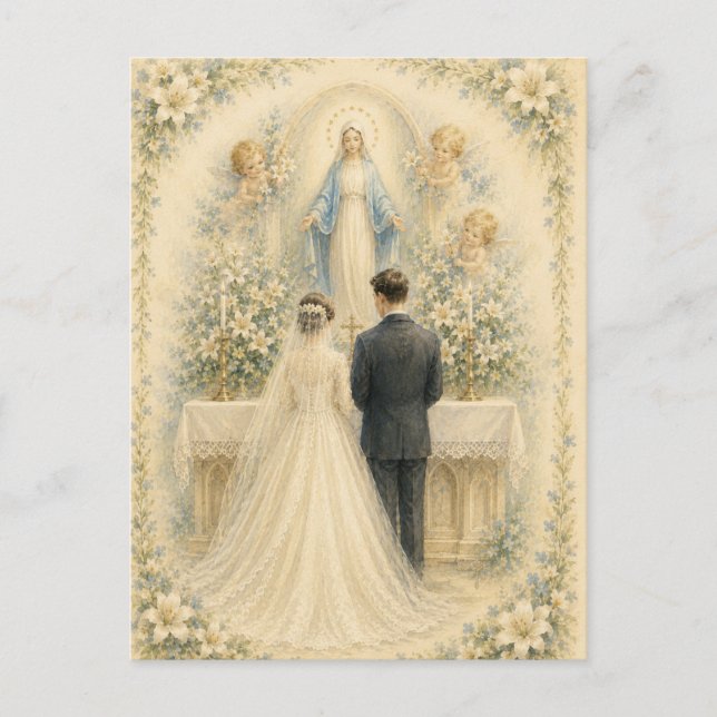 Postal Bendiciones de Boda Católicas Nuestra Señora de la (Anverso)