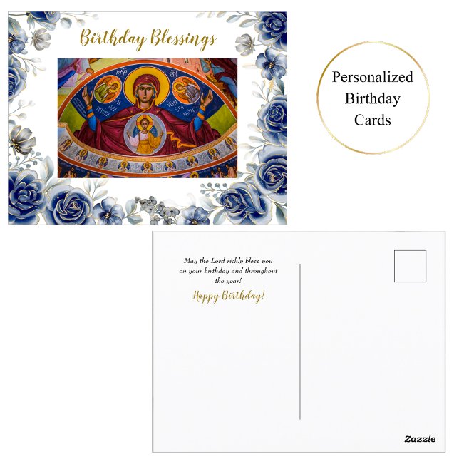 Postal Bendiciones de cumpleaños icono cristiano ortodoxo (Subido por el creador)