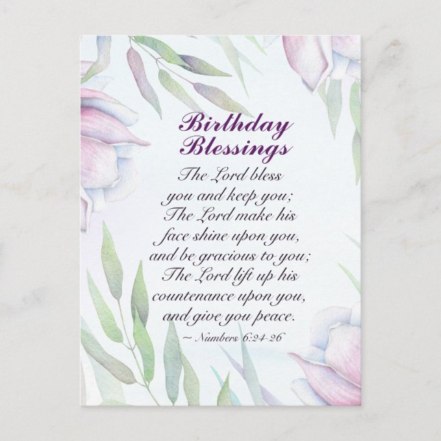 Postal Bendiciones de cumpleaños número 6:24-26 Bendición (Anverso)