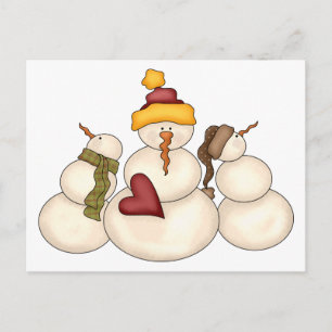 Postal Bendiciones de Invierno · Muñecos de Nieve