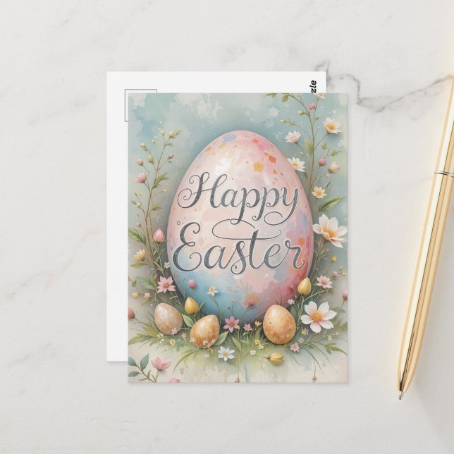 Postal Bendiciones de los huevos de pascua Pastel (Anverso/Reverso In Situ)