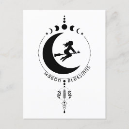 Postal Bendiciones de Mabon, bruja, luna, trigo