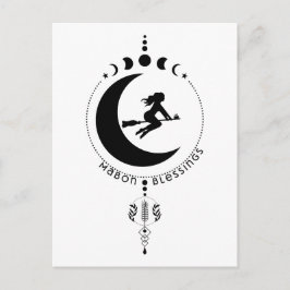 Postal Bendiciones de Mabon, bruja, luna, trigo