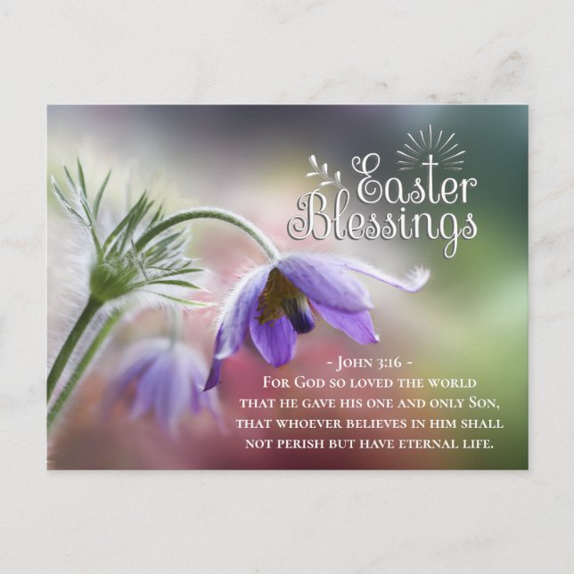 Postal Bendiciones de Pascua que Dios amó al mundo Juan 3 (Anverso)