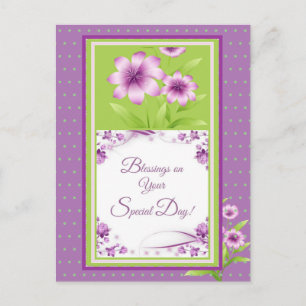 Postal Bendiciones en tus puntos de flores púrpura de tu