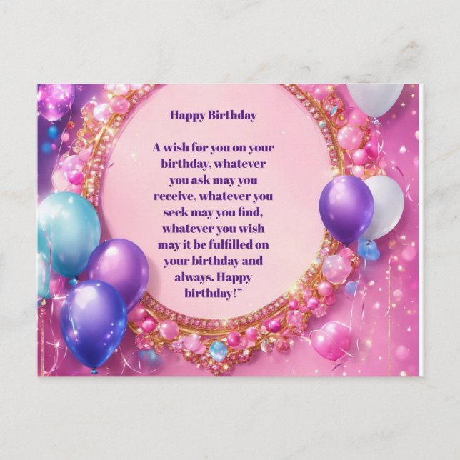 Postal "Bendiciones especiales de cumpleaños" (Anverso)