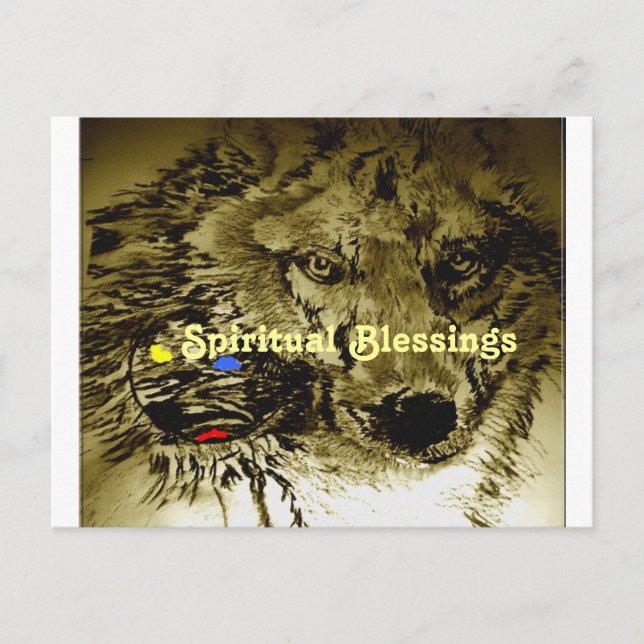 Postal Bendiciones espirituales del Lobo de la Luna (Anverso)