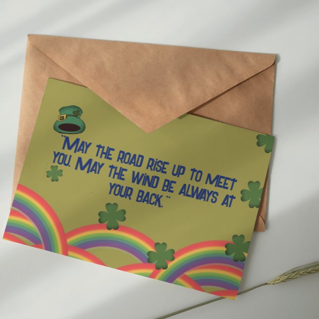 Postal Bendiciones irlandesas del Día de San Patricio al  (Retro Style St. Patrick's Day Irish Blessings Postcard
)
