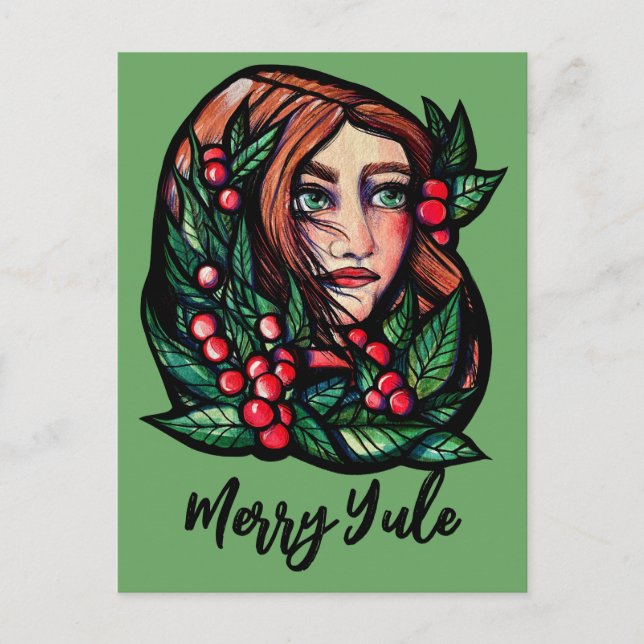 Postal Bendiciones navideñas de Merry Yule Pagan (Anverso)