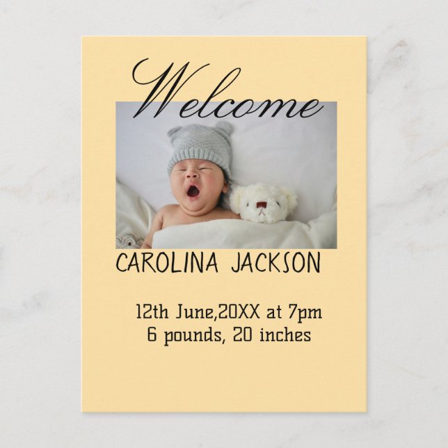 Postal Bendita foto del nacimiento del anuncio de nacimie (Anverso)