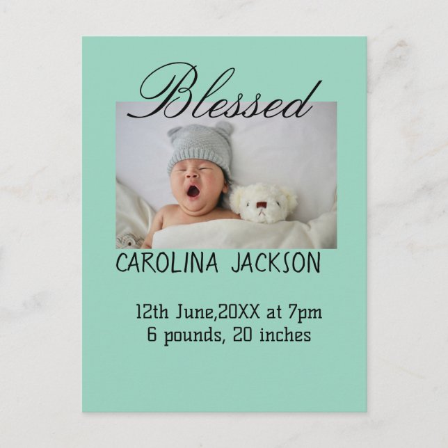 Postal Bendita foto del nacimiento del anuncio de nacimie (Anverso)