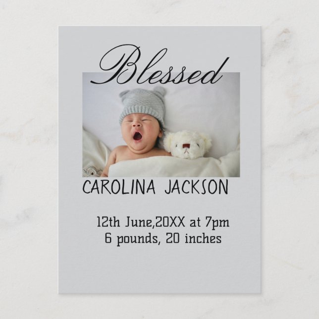 Postal Bendita foto del nacimiento del anuncio de nacimie (Anverso)