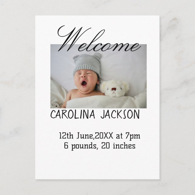 Postal Bendita foto del nacimiento del anuncio de nacimie (Anverso)