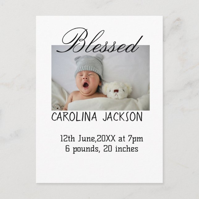 Postal Bendita foto del nacimiento del anuncio de nacimie (Anverso)