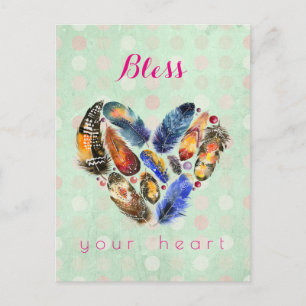 Postal Bendita tu corazón Inspirador con el corazón de la