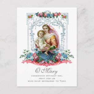 Postal Bendita Virgen María Jesús Simpatía de la Oración