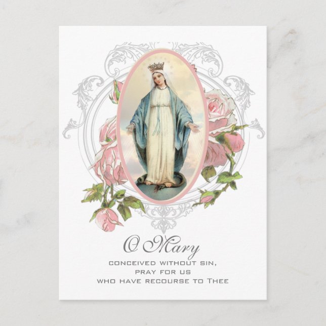 Postal Bendita Virgen María Oración Católica por fallecid (Anverso)