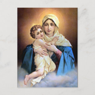 Postal Bendita Virgen María y Niño Jesús