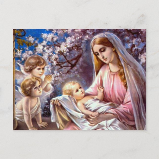 Postal Bendita Virgen María y Niño Jesús (Anverso)