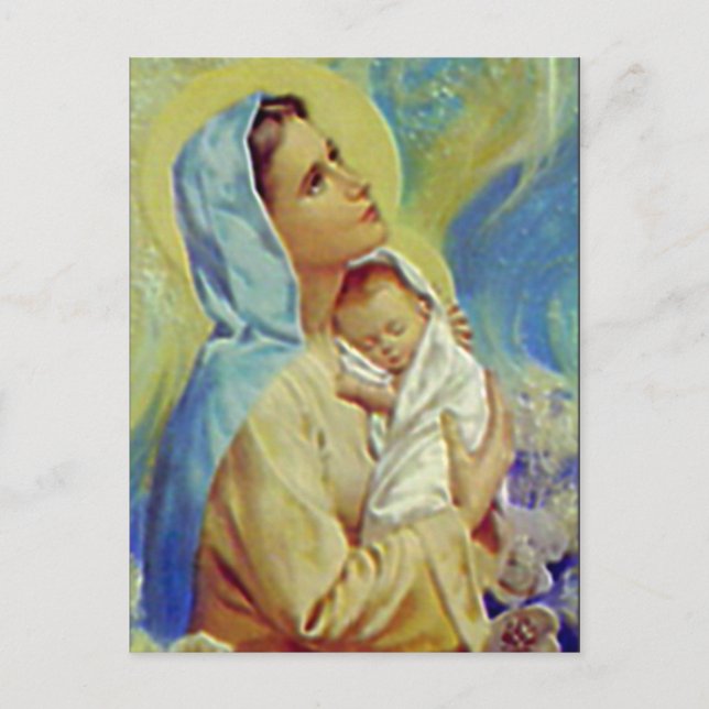 Postal Bendita Virgen María y Niño Jesús (Anverso)