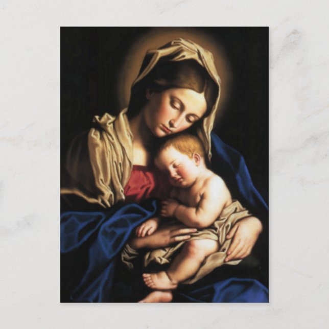 Postal Bendita Virgen María y Niño Jesús (Anverso)