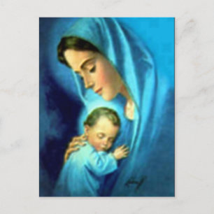 Postal Bendita Virgen María y Niño Jesús
