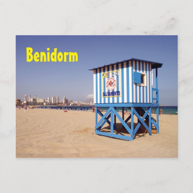 Postal Benidorm, playa de Poniente (Anverso)