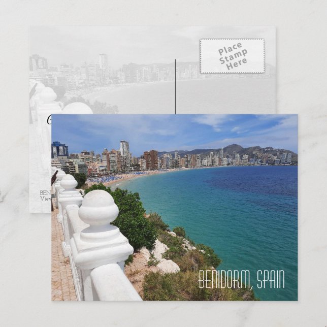Postal Benidorm Playa Levante Playa y Océano (Anverso / Reverso)