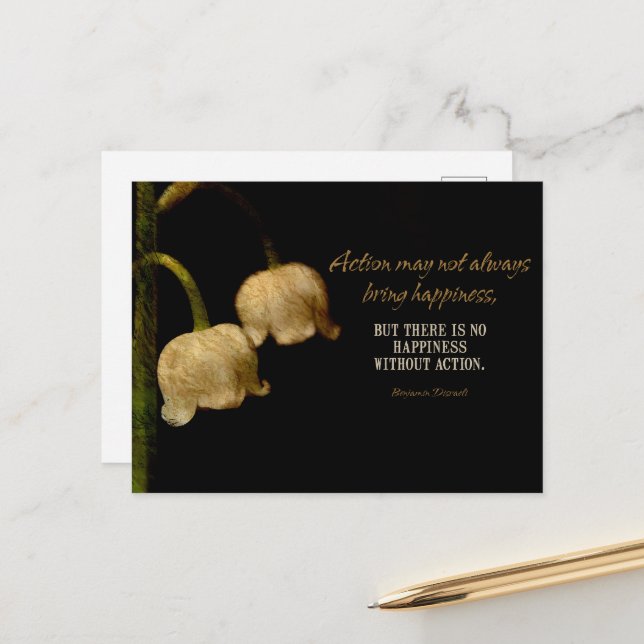 Postal Benjamin Disraeli Cita Inspiradora "Felicidad" (Anverso/Reverso In Situ)