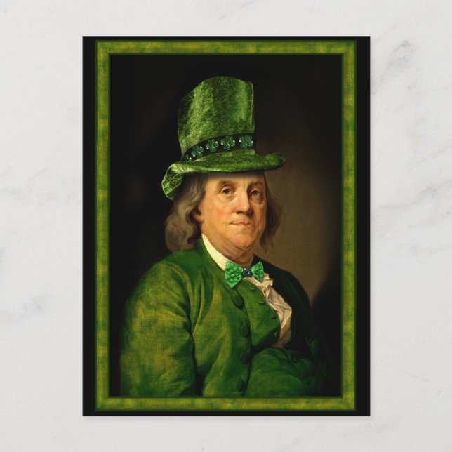 Postal Benjamin Franklin Clover St Patrick's Day (Anverso)