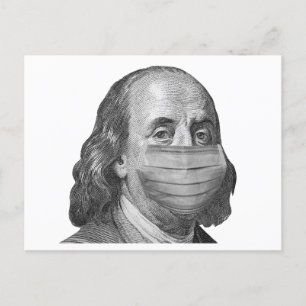 Postal Benjamin Franklin en máscara