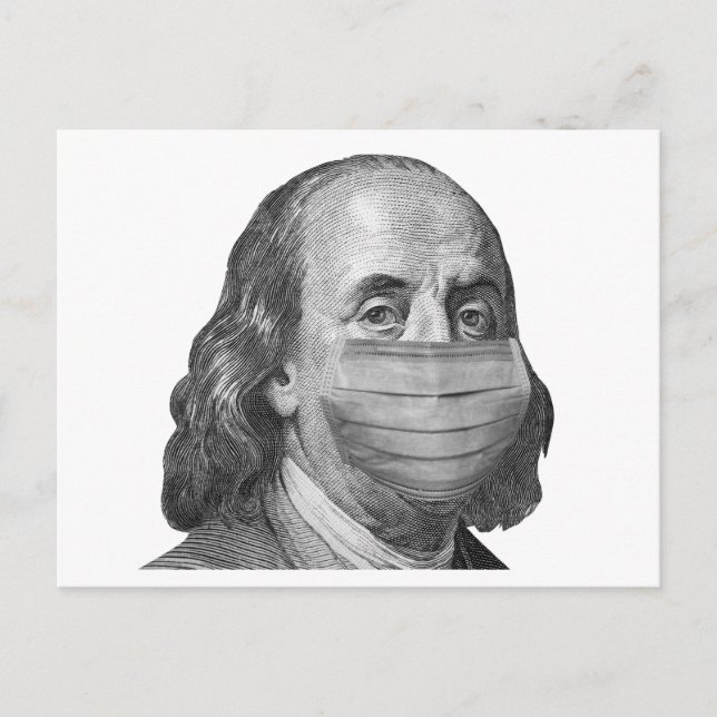 Postal Benjamin Franklin en máscara (Anverso)