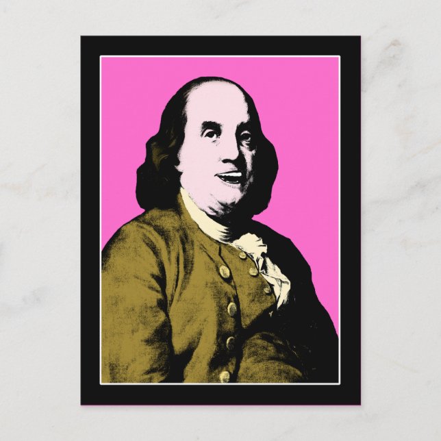 Postal Benjamin Franklin Estilo Arte Pop (Anverso)