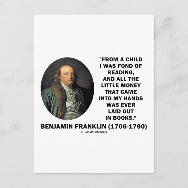 Postal Benjamin Franklin Fond Of Leading Money Quote (Anverso)