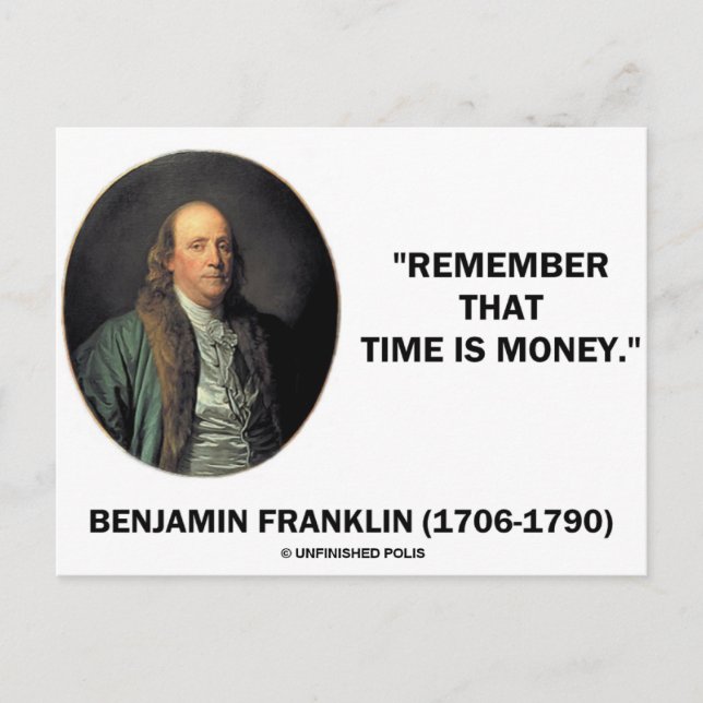 Postal Benjamin Franklin Recuerda Que El Tiempo Es Cotiza (Anverso)