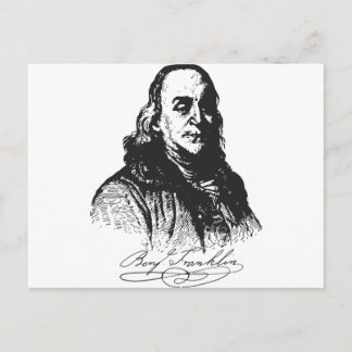 Postal Benjamin Franklin Retrato y Diseño de Firmas