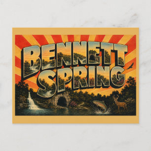 Postal Bennett Spring State Park MO Arte de Viaje Vintage