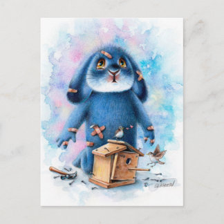 Postal Benny Blue - Postcard de la casa de pájaro de DIY