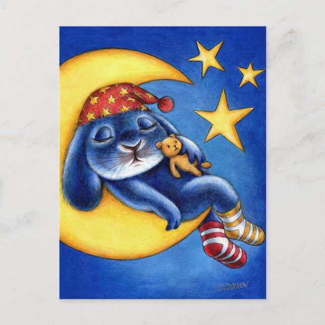Postal Benny Blue - Postcard de luna y estrellas (Anverso)