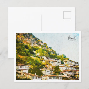 Postal Berat Albania Hermoso paisaje de pintura al aceite